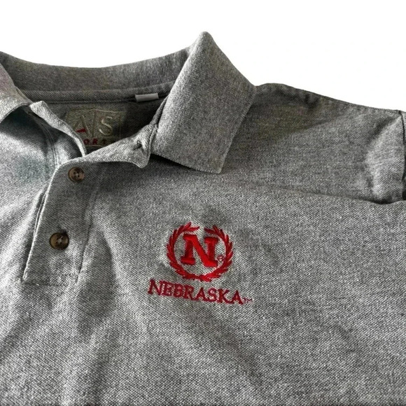 Nebraska Cornhuskers AS Sports Men's Gray Cotton Polo Size Large Shirt - Picture 3 of 12